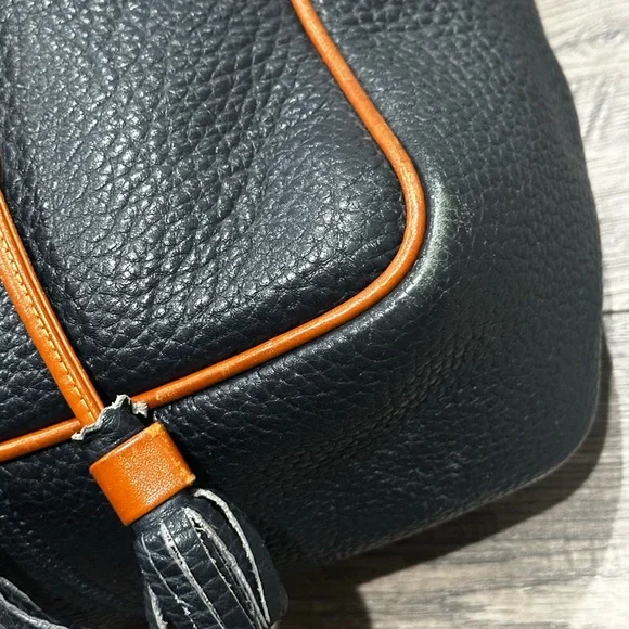 Vintage Leather Dooney & Bourke Navy Blue Bucket Bag - Picture 7 of 9